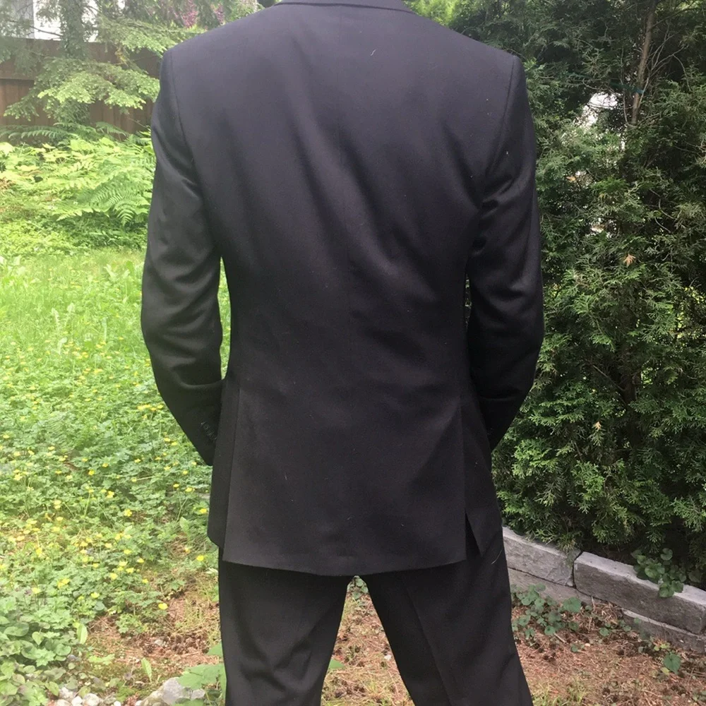 🛍️#2187 EUC J. Ferrar Modern Fit Men’s 3 Piece Black Suit - Picture 9 of 16